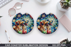 Dog Car Coaster Sublimation, 4th Of July Coaster PNG Product Image 1