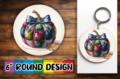 Heartfelt Circle Keychain Sublimation, Pumpkin Watercolor Product Image 1