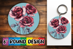 Bright Round Design Car Coaster , Beauty Flower Product Image 1