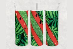 Watermelon Green Glitter 20 oz sublimation design tumbler Product Image 1