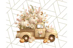 Vintage Truck Pumpkin and Fall Flowers PNG Clipart, Autumn Product Image 3