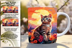 Vibrant Kitty and Flowers Mug Wrap Product Image 1