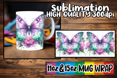 Blissful heart 11oz 15oz sublimation wrap, Butterfly Product Image 1