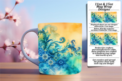 Quirky 15oz Mug Wrap Png Artwork , Watercolor Patter Product Image 1