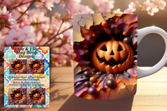 Bold 15oz Mug Wrap Png Template , 3D Pumpkin Product Image 1