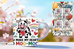 FASHIONABLE PNG for 15oz Mug Wrap , Cute Cow Product Image 1