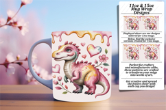 Lovely 15oz Mug Wrap Png Design , Cute Dino Product Image 1