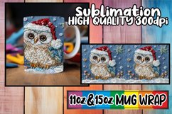 Christmas Owl Mug Wrap Festive 11oz 15oz Embroidery Product Image 1