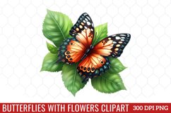 Butterflies With Flowers Clipart Product Image 1