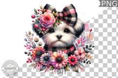 Dog With Flowers Sublimation - Clipart PNG Design Product Image 1