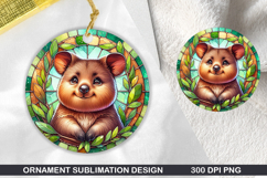 Quokka Stained Glass Ornament PNG, Digital Download File Product Image 1