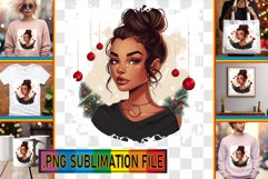 Joyful Tote Bag Designs PNG, Xmas Girl Product Image 1
