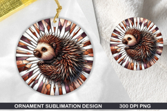 Hedgehog Stained Glass Ornament PNG, Sublimation PNG Design Product Image 1