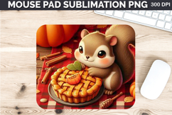 Watercolor Squirrel Mouse Pad Sublimation - Thanksgiving PNG Product Image 1