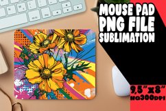 Pop Art Floral Mouse Pad Design PNG Product Image 1