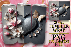 Radiant Thoughts 20oz tumbler wrap, 3D Heart Product Image 1