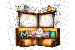 Ghost Café PNG Clipart, Cute Ghost Baristas Halloween Treats Product Image 3
