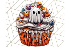 Halloween Cupcake PNG Clipart with Witch Hats and Ghosts Product Image 3
