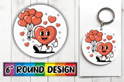 Cozy Circle Keychain Design PNG, Valenines Heart Product Image 1