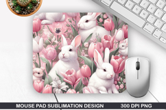 Bunny Mouse Pad Sublimation, Easter Bunny Mouse Pad PNG Product Image 1