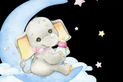 Watercolor elephant Clipart digital paper, Baby Shower Clipa Product Image 5