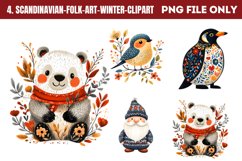 Scandinavian Folk Art Winter Clipart PNG Product Image 1