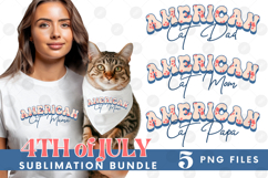American Cat Mama Papa 4th of July USA Paw DTF PNG Bundle Product Image 1