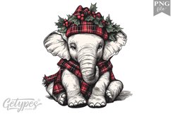 Christmas Elephant Clipart Design - High Quality 300 Dpi Product Image 1
