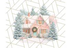 Coral and Aqua Christmas Clipart PNG, Pastel Holiday Art Product Image 3