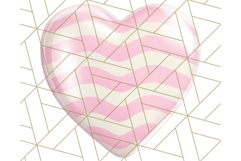 Pastel Puffy Patterned Hearts Clipart PNG, 3D Look Heart Png Product Image 3