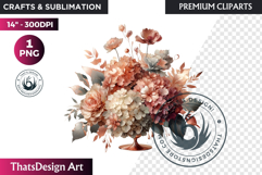 Ethereal Floral arrangements Clipart PNG Rose gold and blush Product Image 1