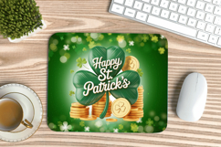 Happy St Patrick’s Day Shamrock and Gold Mouse Pad PNG Subli Product Image 1