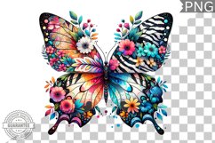 Vibrant Floral Butterfly Sublimation - Clipart PNG Design Product Image 1