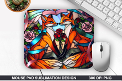 Fox Galaxy Mouse Pad Sublimation, Valentine Mouse Pad PNG Product Image 1