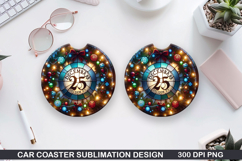 Christmas Car Coaster Sublimation| Christmas Coaster PNG Product Image 1