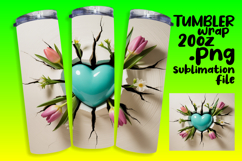 RICH 20oz Tumbler Template for Gifts , 3D Heart Product Image 1