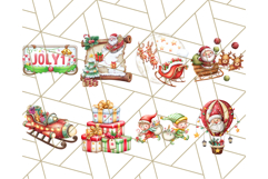 Santa Sleigh Ride Clipart PNG, Flying Reindeer Christmas Art Product Image 7