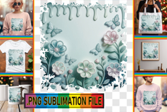 Unique Tote Bag Magic PNG, 3D Flowers Product Image 1