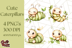 Cute Caterpillar Clipart PNG, Spring Bug Illustrations Product Image 1