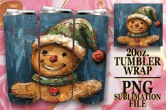 20oz Gingerbread Man Holiday Wrap Sublimation Design Product Image 1