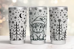 20 oz Tumbler laser svg|Christmas Baby Highland Cow wrap Product Image 1
