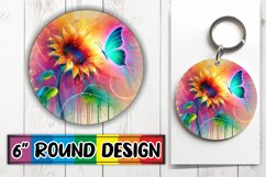Bright Circle Keychain Design PNG, Butterfly Product Image 1