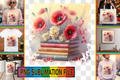 Joyful PNG TSHIRT Art Ideas, Book and flower Product Image 1