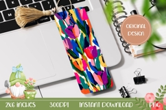Colorful Bookmark Printable, Abstract Tulips Bookmark Print Product Image 1