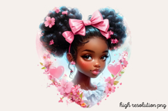 Cute Black Girl with Flower Clipart PNG Product Image 1