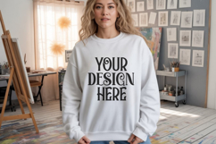 White Gildan 18000 Sweatshirt Model Mockups, Product Image 1