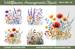 Wildflowers Arrangements Clipart PNG Product Image 1