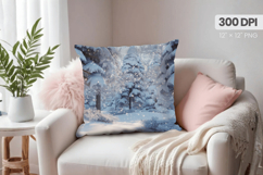 Winter Christmas Wonderland PNG Pillow, Winter Pillow Design Product Image 1