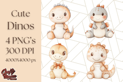 Cute Pastel Dinosaur Clipart PNG for Nursery Art, Baby Decor Product Image 1