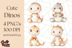 Cute Pastel Dinosaur Clipart PNG for Nursery Art, Baby Decor Product Image 1